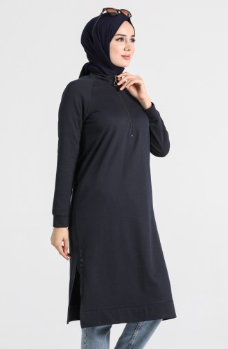 Zippered Raglan Sleeve Tunic 3150-19 Dark Navy Blue 3150-19