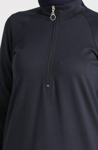 Fermuarlı Reglan Kol Tunik 3150-19 Koyu Lacivert