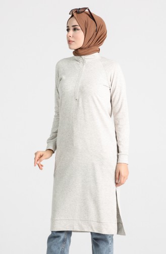 Fermuarlı Reglan Kol Tunik 3150-20 Bej