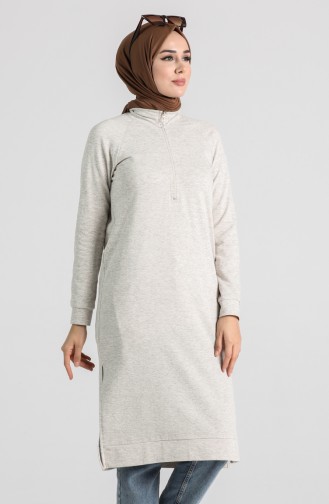 Fermuarlı Reglan Kol Tunik 3150-20 Bej