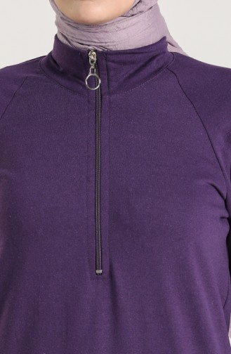 Zippered Raglan Sleeve Tunic 3150-22 Purple 3150-22