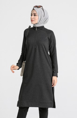 Fermuarlı Reglan Kol Tunik 3150-23 Antrasit