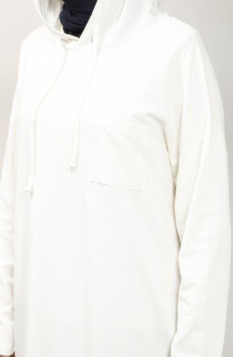 Hooded Long Tunic 201517-01 Ecru 201517-01