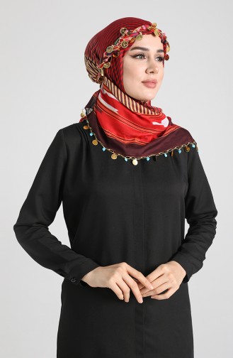 Altın Paralı Mavi Boncuklu Karadeniz Yazması Y2-01 Kırmızı