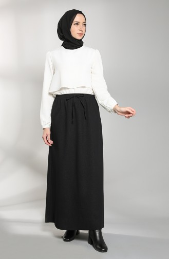 Elastic waist Skirt 4324etk-01 Black 4324ETK-01