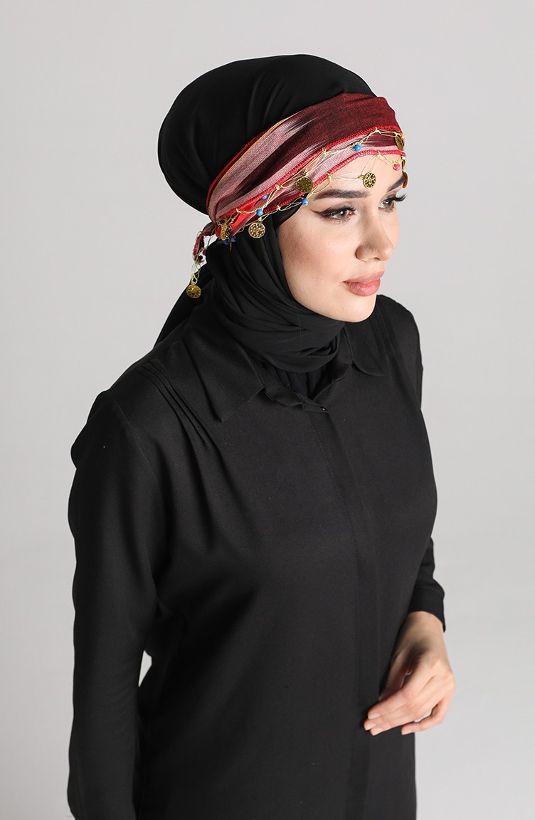 Boncuklu Karadeniz Bandana B2-01 Kırmızı