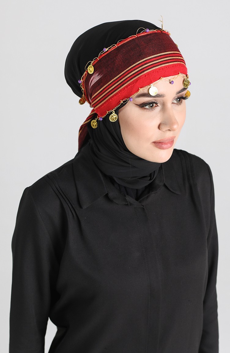 Boncuklu Karadeniz Bandana B3-01 Kırmızı
