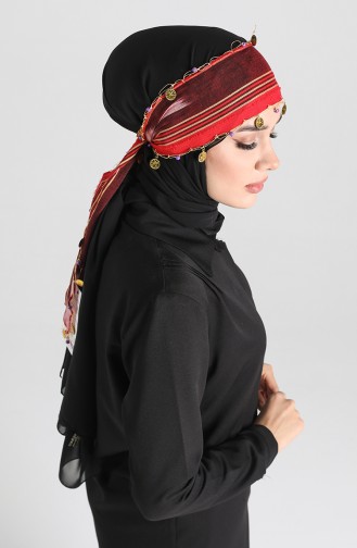 Boncuklu Karadeniz Bandana B3-01 Kırmızı