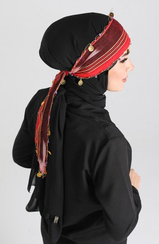 Boncuklu Karadeniz Bandana B3-01 Kırmızı