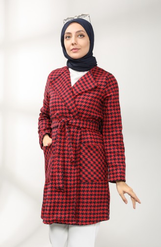 معطف طويل أحمر كلاريت 21K8117N-01