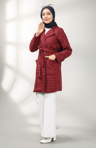معطف طويل أحمر كلاريت 21K8117N-01