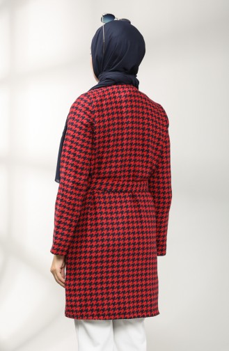 معطف طويل أحمر كلاريت 21K8117N-01