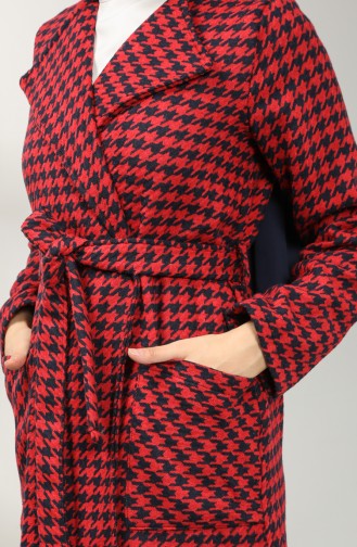 معطف طويل أحمر كلاريت 21K8117N-01