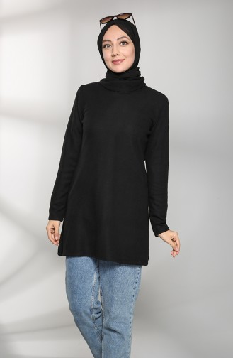 Triko Boğazlı Kazak 2088-01 Siyah