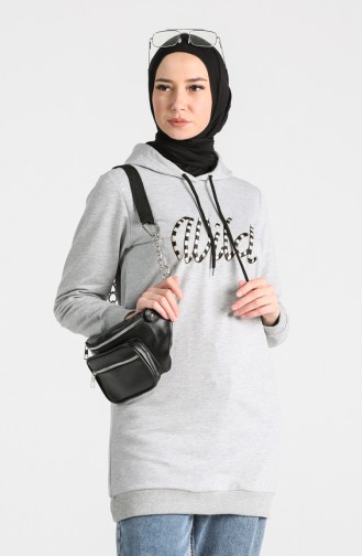 Kapüşonlu Sweatshirt 0722-06 Gri