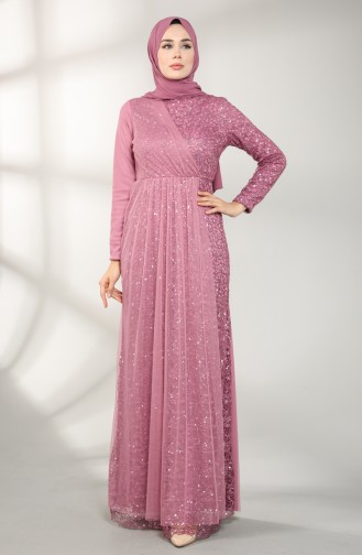Beige-Rose Hijab-Abendkleider 5402-01