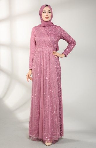 Dusty Rose Hijab Evening Dress 5402-01