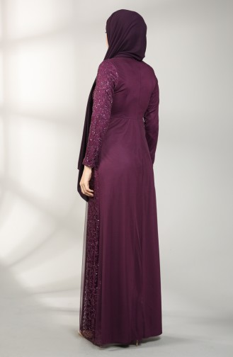 Sequined Evening Dress 5402-02 Purple 5402-02