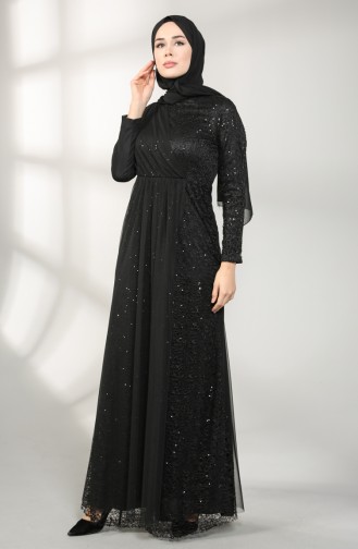 Sequined Evening Dress 5402-05 Black 5402-05