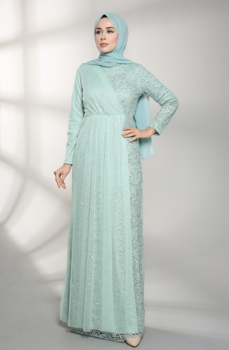 Unreife Mandelgrün Hijab-Abendkleider 5402-07