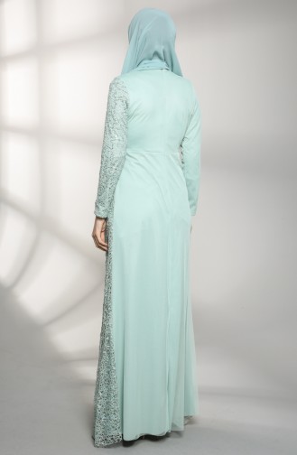 Unreife Mandelgrün Hijab-Abendkleider 5402-07