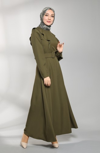 Khaki Hijab Kleider 8001-01