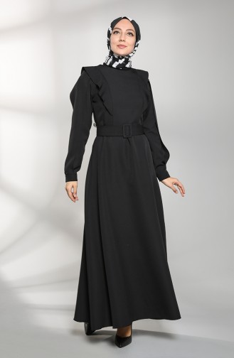 Schwarz Hijab Kleider 8001-03