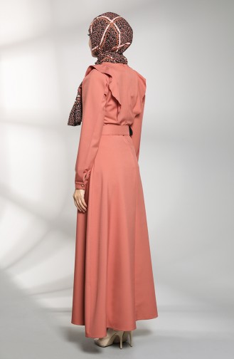 Beige-Rose Hijab Kleider 8001-04