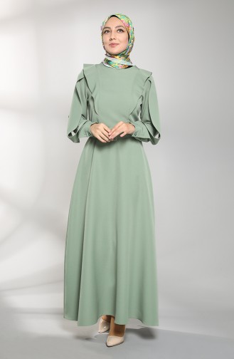 Unreife Mandelgrün Hijab Kleider 8001-07