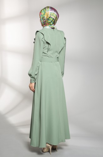 Volanlı Elbise 8001-07 Çağla Yeşil