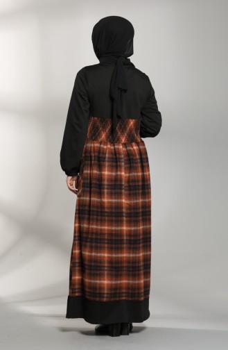 Garnili Kışlık Elbise 21K8148-02 Siyah Kiremit