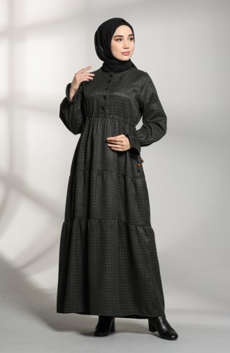 Embroidered Sleeve Winter Dress 21k8188-02 Black 21K8188-02