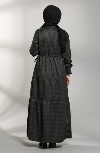 Embroidered Sleeve Winter Dress 21k8188-02 Black 21K8188-02