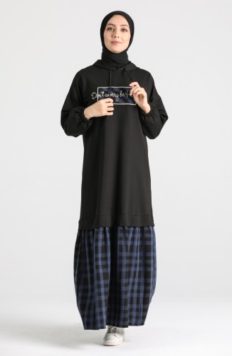 Schwarz Hijab Kleider 8129-06