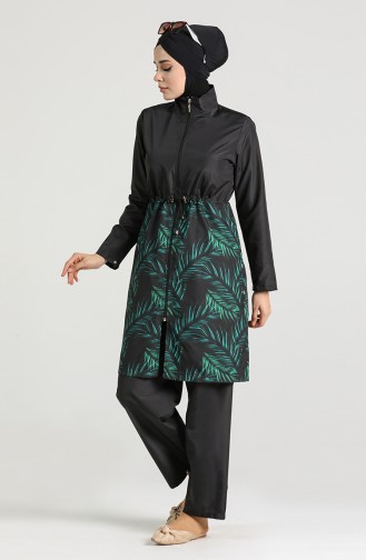 Grün Hijab Badeanzug 4050D-01