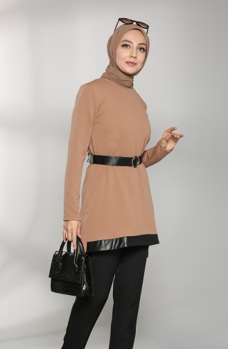 Belted Tunic 2092-01 Coffee with Milk 2092-01