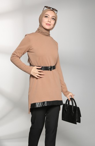 Belted Tunic 2092-01 Coffee with Milk 2092-01