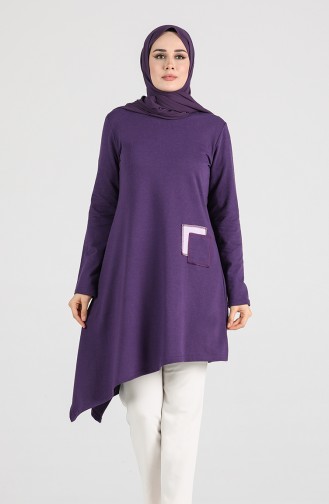 Asimetrik Tunik 3065-13 Mor Lila