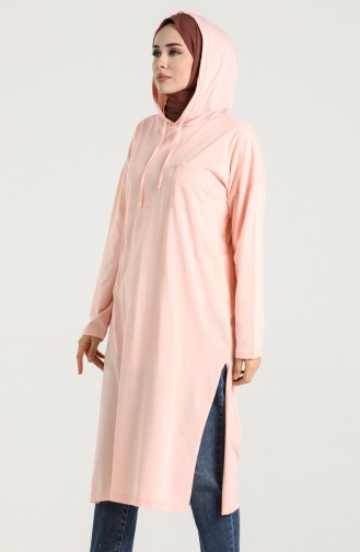 Hooded Long Tunic 201517-08 Salmon 201517-08