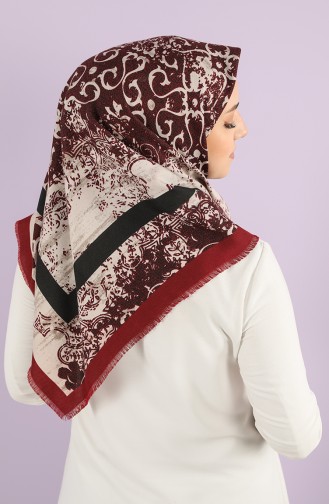 Patterned winter Scarf 70173-02 Burgundy Beige 70173-02