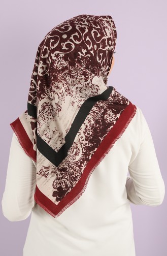 Patterned winter Scarf 70173-02 Burgundy Beige 70173-02