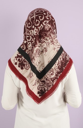 Patterned winter Scarf 70173-02 Burgundy Beige 70173-02