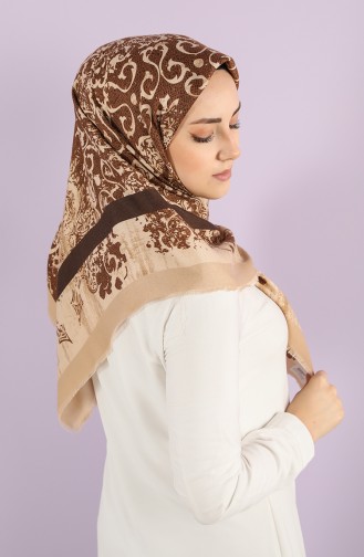 Patterned winter Scarf 70173-06 Brown Camel 70173-06