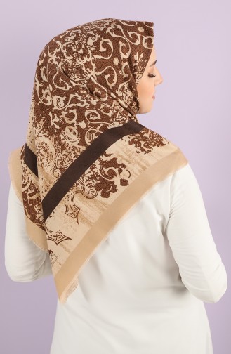 Patterned winter Scarf 70173-06 Brown Camel 70173-06