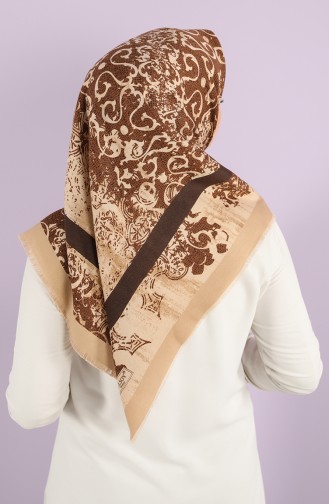 Patterned winter Scarf 70173-06 Brown Camel 70173-06