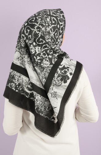 Patterned winter Scarf 70173-10 Black Gray 70173-10