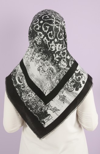 Patterned winter Scarf 70173-10 Black Gray 70173-10