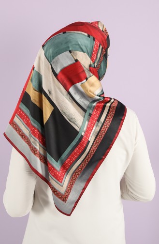 Karaca Desenli Rayon Eşarp 90715-105 Bordo Siyah