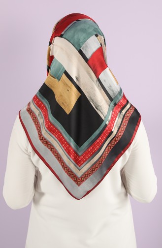 Karaca Desenli Rayon Eşarp 90715-105 Bordo Siyah