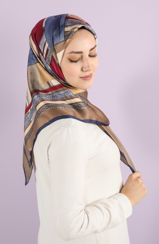 Karaca Patterned Rayon Scarf 90715-107 Indigo Brown 90715-07